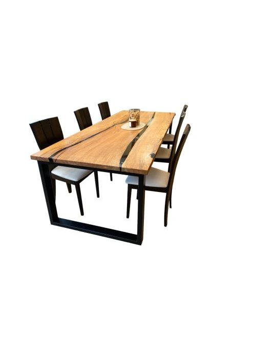 Pub - 230x90cm -8 személyes tömörfa-epoxy műgyanta étkezőasztal 