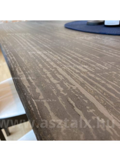 Yura - beton hatású,  160x85cm 6 személyes kompozit tömörfa-epoxy műgyanta étkezőasztal 