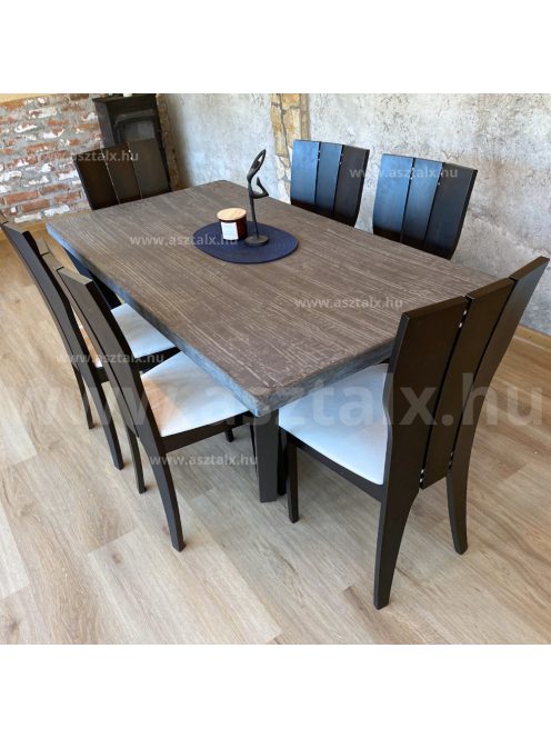 Yura - beton hatású,  160x85cm 6 személyes kompozit tömörfa-epoxy műgyanta étkezőasztal 